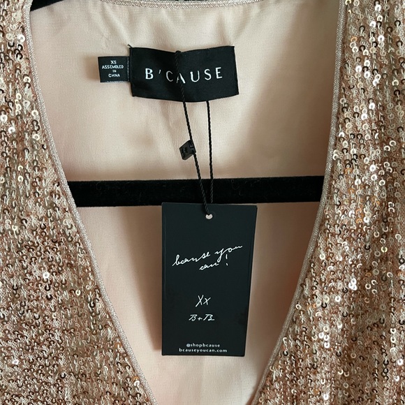 NWT Rose Gold Sequinned Party Dress Size XS (0-2) - Picture 4 of 6